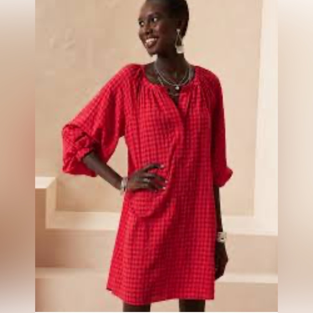 Banana Republic Red Checkered Dress
